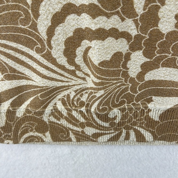 Talbots Crewneck Sweater Size Medium Cream & Tan with Twirling Florals Like New - Picture 5 of 9